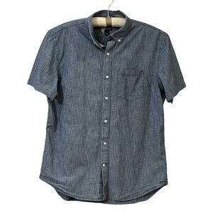 Old Navy Men's Button Down Shirt Slim Fit Chambray Short Sleeve Size Large